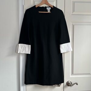 Carmen Marc Valvo 4 Black Mini Dress White Cuff Detail Career Cocktail